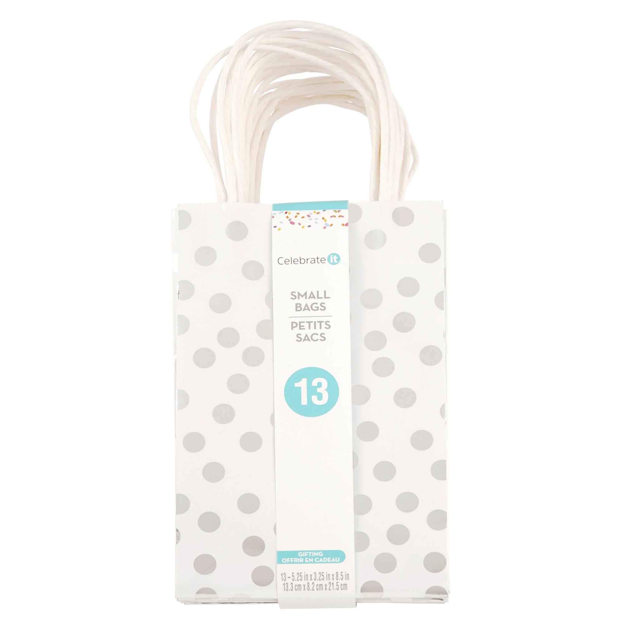 6 Packs: 13 ct. (78 total) Silver Polka Dot & Stripe Gift Bag Value Pack by Celebrate It™